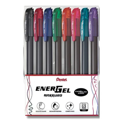 Caneta Gel - Pentel - Energel Makkuro - Estojo c/ 8 Cores - 0,5mm