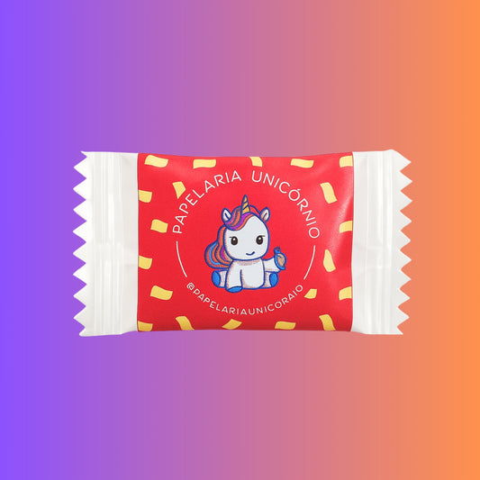 Balinha Mastigável - Papelaria Unicórnio / Frutmel - Frutas Vermelhas - 10 unidades