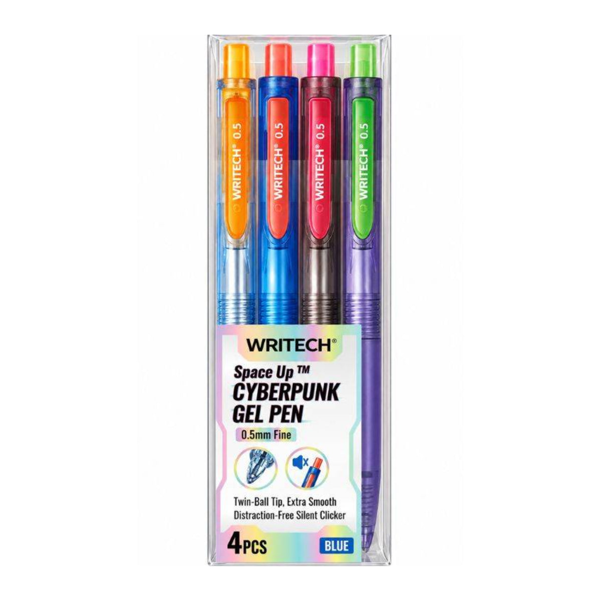 Estojo Caneta Gel - Writech - Retrátil Space Cyberpunk 0.5mm - Tinta Azul 4 Cores W-0154A2