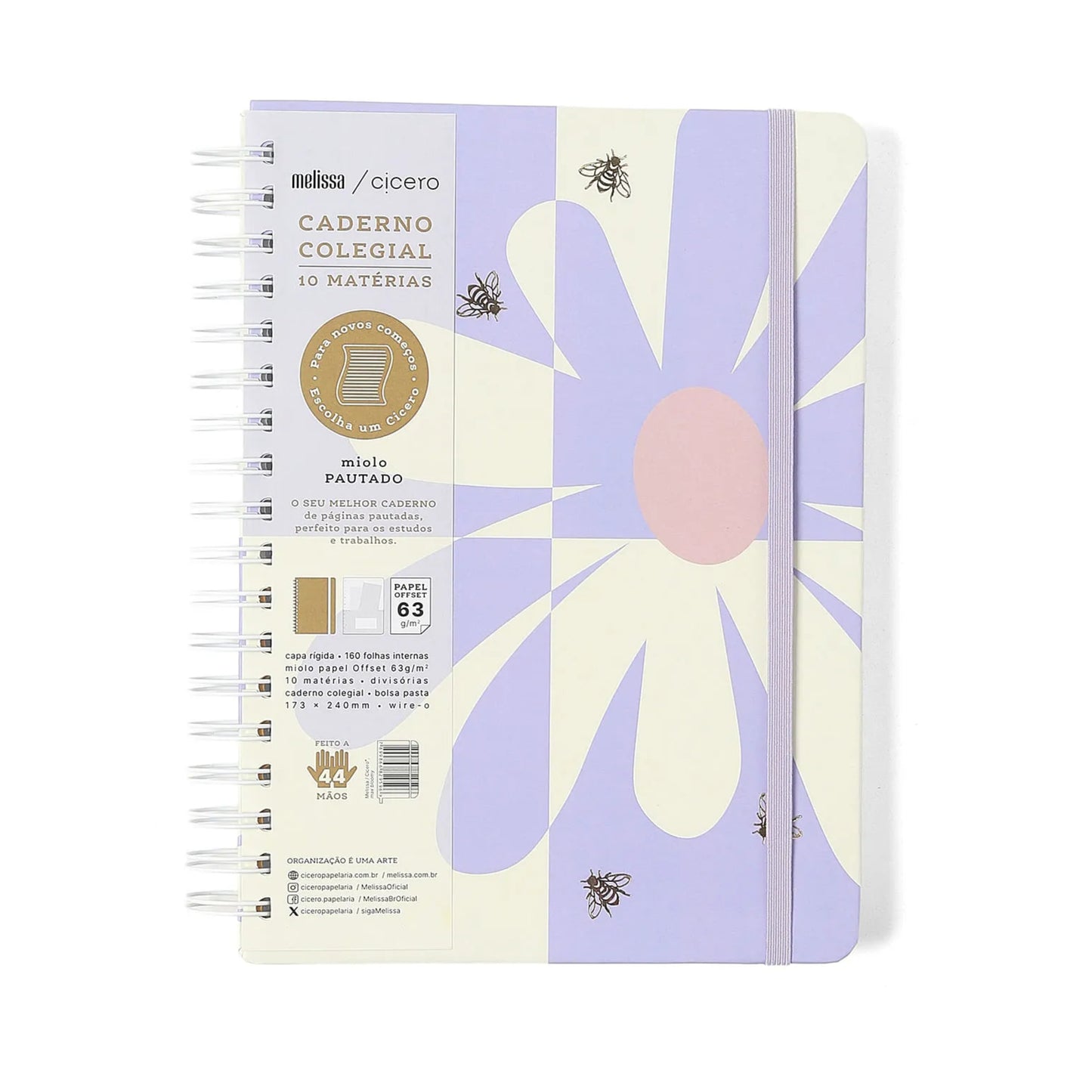 Caderno Colegial - Melissa - Pautado 17x24 - Max Bloomy - 10 Matérias 160 fls