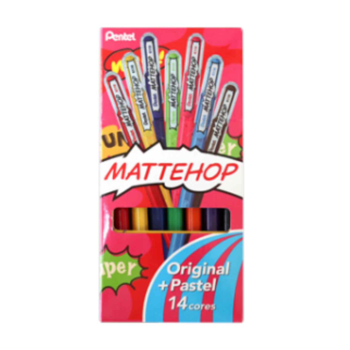 Caneta Gel - Pentel - Mattehop - Estojo c/ 14 Cores - Orginal + Pastel
