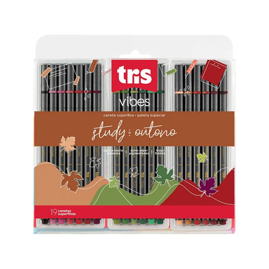 Caneta Superfina - Tris - Vibes - Study Outono - Kit com 19 Cores