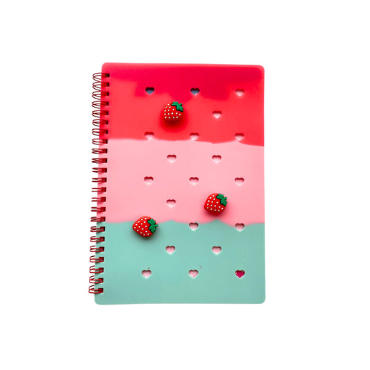 Caderno A5 - DAC - Hello! - Capa de Silicone com Pins - Folhas Decoradas