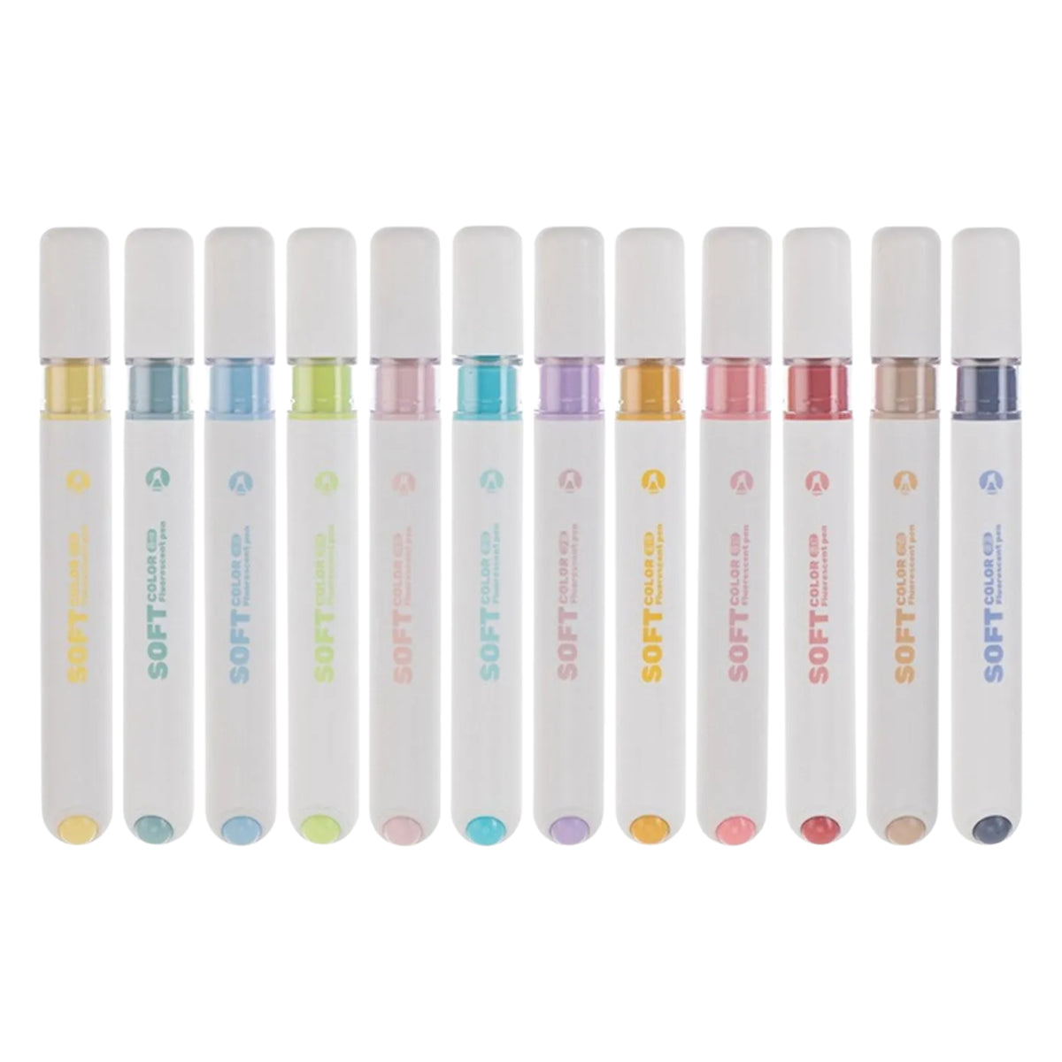 Marca Texto - Capsula - Soft Color - Kit com 12 Cores - Frios & Pastéis