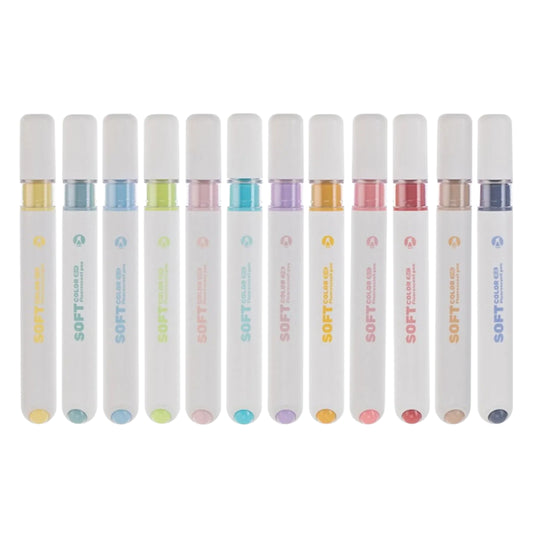 Marca Texto - Capsula - Soft Color - Kit com 12 Cores - Frios & Pastéis