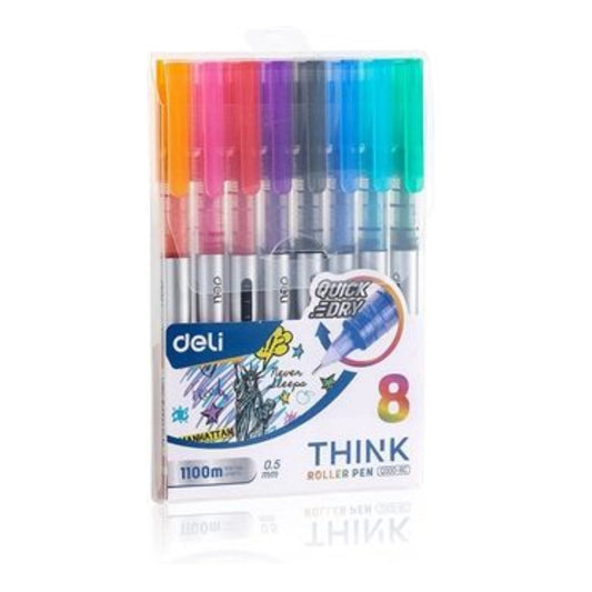 Caneta Roller - Deli - Think - Estojo c/ 8 Cores - 0,5mm