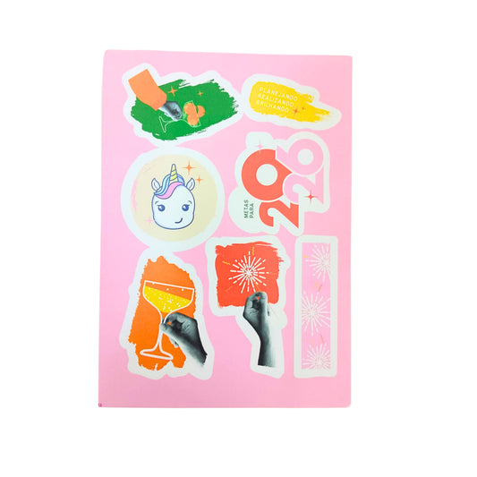 Cartela de Adesivos A6 - Papelaria Unicórnio - Metas p/ 2026