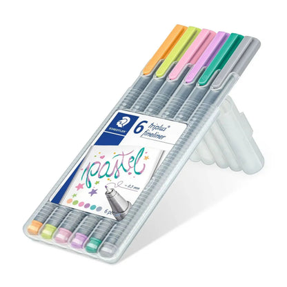 Caneta Fineliner - Staedtler - Triplus Pastel - 0,3mm - Estojo c/ 6 Cores