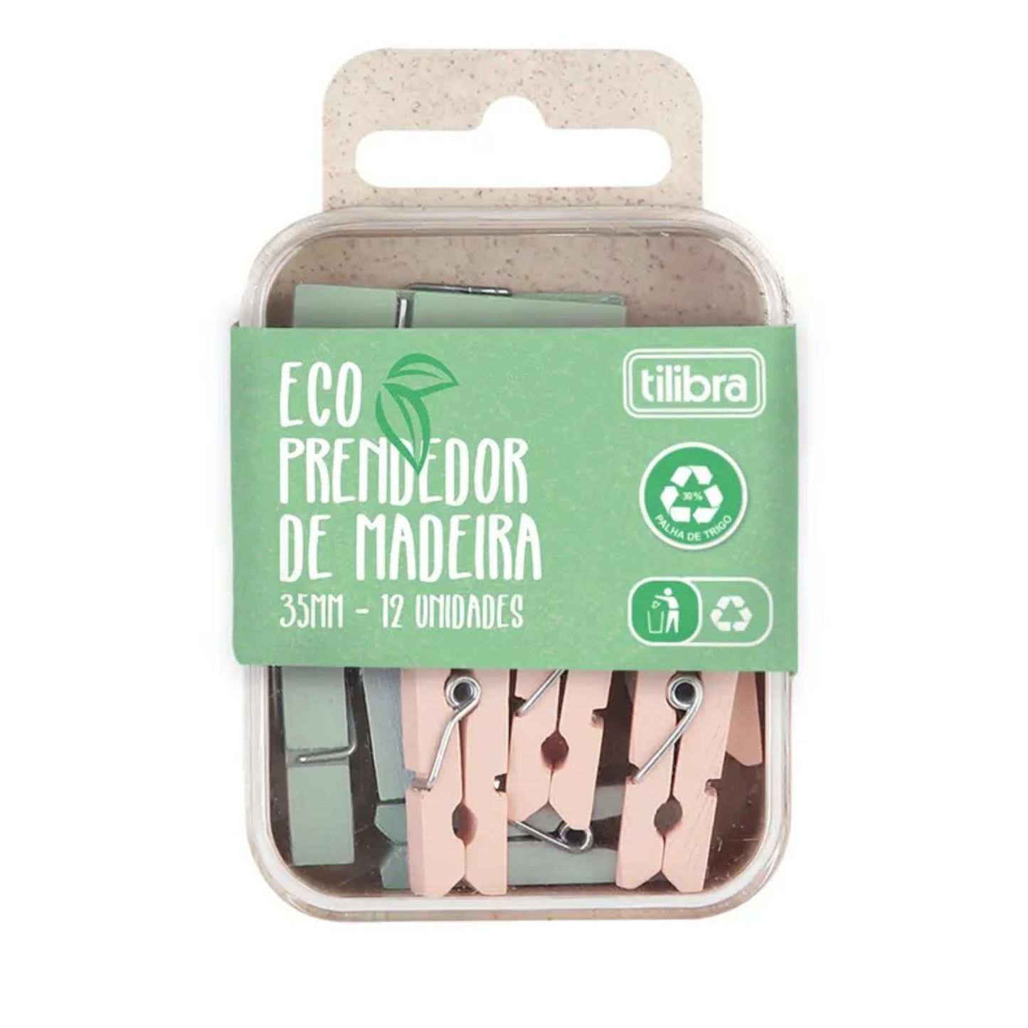 Prendedor de Madeira Mini - Tilibra - Eco - 12 unidades