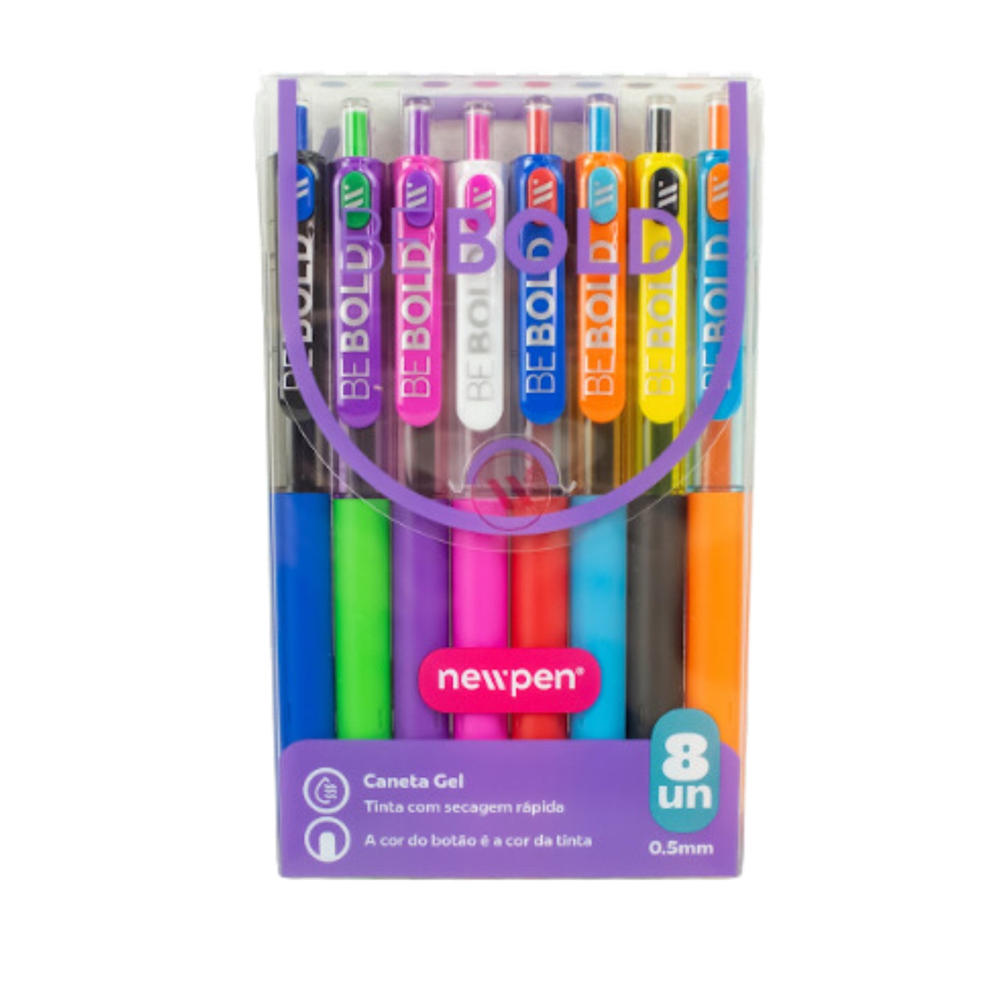 Caneta Gel - Newpen - Be Bold - Estojo com 8 Cores Vibrantes - Ponta 0.5mm