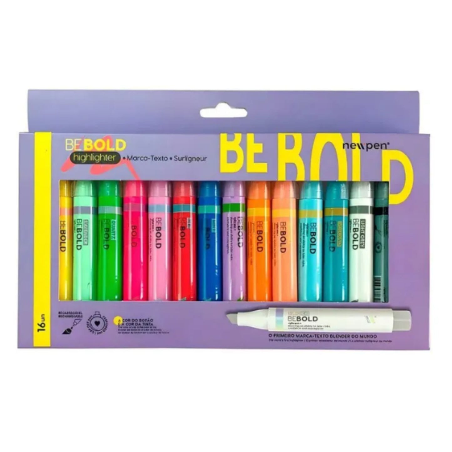 Marca Texto - Newpen - Be Bold - Estojo c/ 15 Cores + Blender