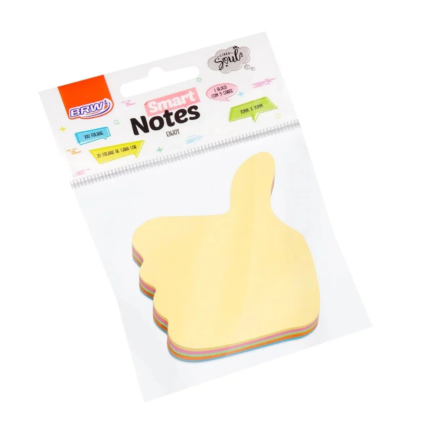 Bloco Adesivo - BRW - Enjoy - Positivo - 100 Fls - 5 Cores