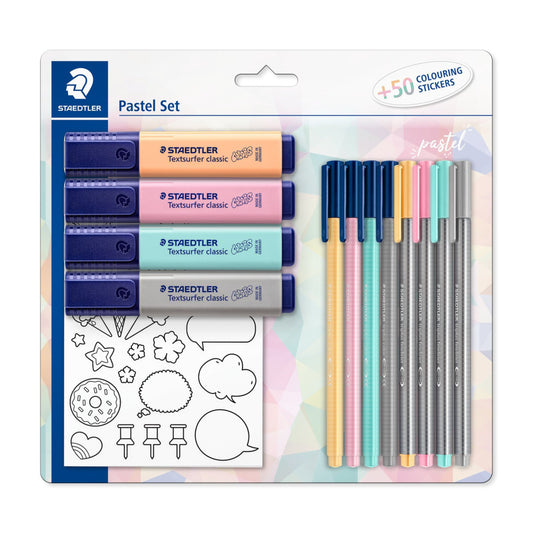 Kit Staedtler - Canetas e Marca Texto - Pastel