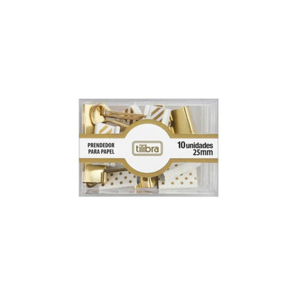 Prendedor para Papel - Tilibra - Dourado - 25mm - 10un