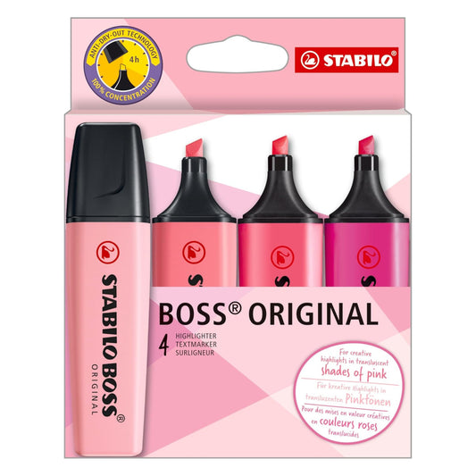 Marca Texto - Stabilo Boss - Estojo c/ 4 cores - Shades of Pink