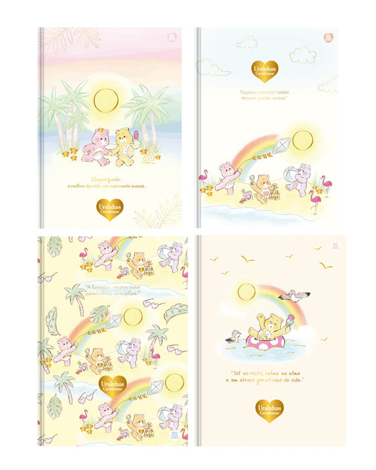 Caderno Colegial - Animativa - Ursinhos Carinhosos - 179mm x 241mm - 160Fls - NOVA COLEÇÃO