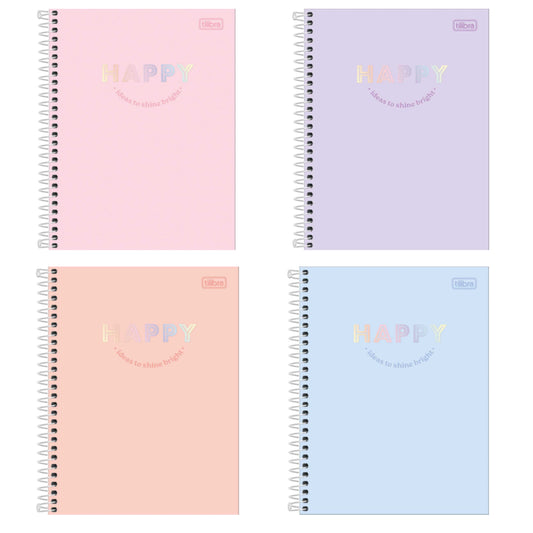 Caderno Colegial - Tilibra - Happy - 80 Folhas - 1 Matéria