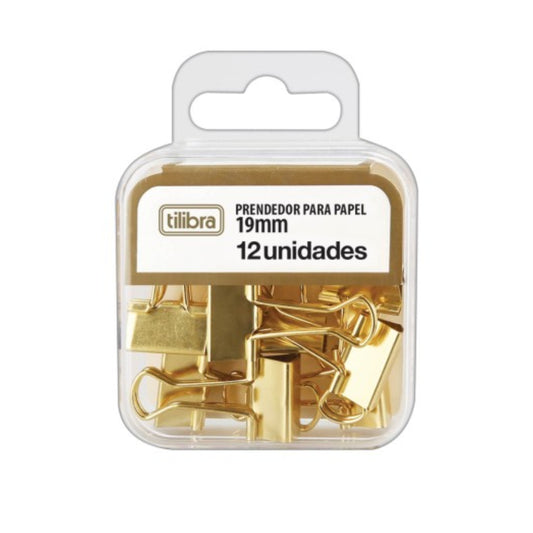 Binder Clips - Tilibra - Prendedor de Papel - Dourado - 19mm
