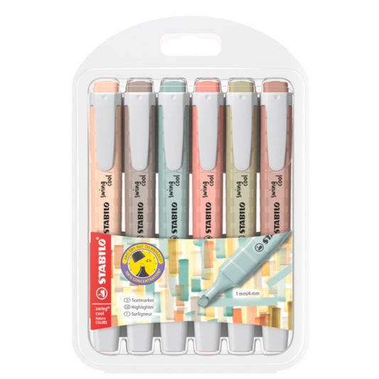 Marca Texto - Stabilo - Swing Cool - Nature Colors - Estojo c/ 6 Cores