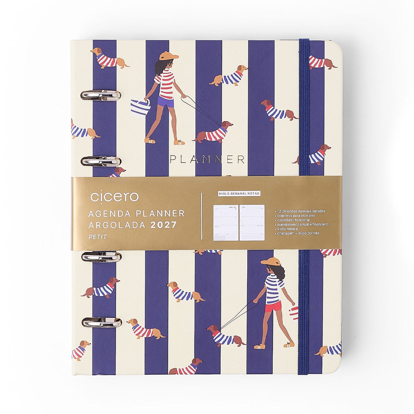 Agenda Planner Argolado 2027 - Cícero - Petit Passeio - Semanal Notas A5