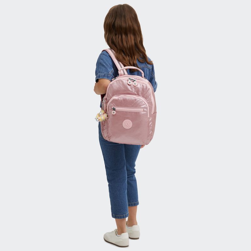 Mochila Kipling Seoul S Rosa Bronze Pink Met