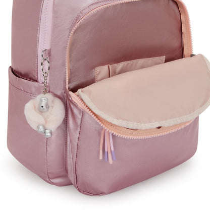 Mochila Kipling Seoul Rosa Bronze Pi Met C