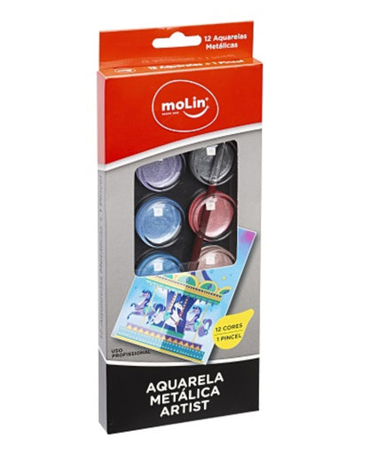 Kit Aquarela - Pincel - Molin - Metálicas