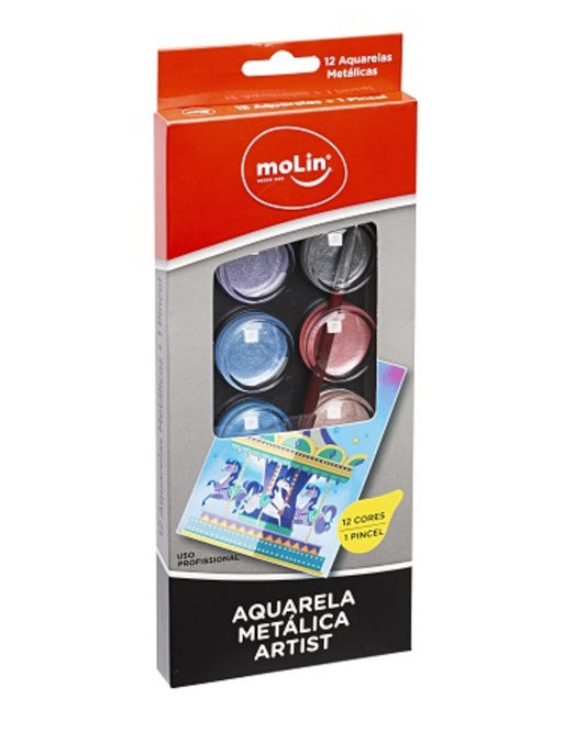 Kit Aquarela - Pincel - Molin - Metálicas