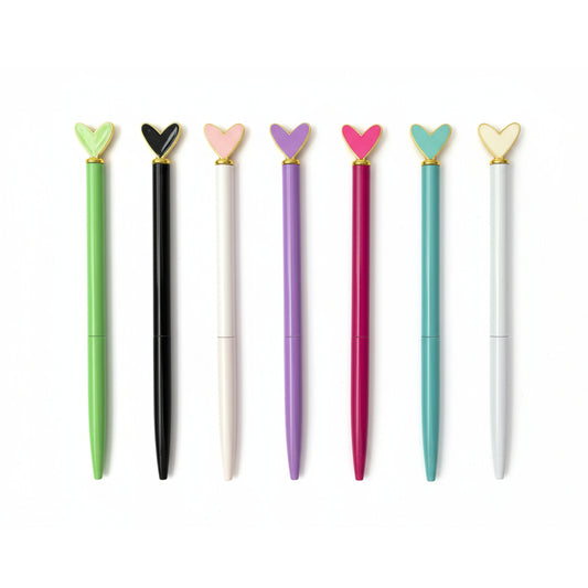 Caneta Esferográfica - Papelaria Unicórnio - Coração Metálica - 1.0mm