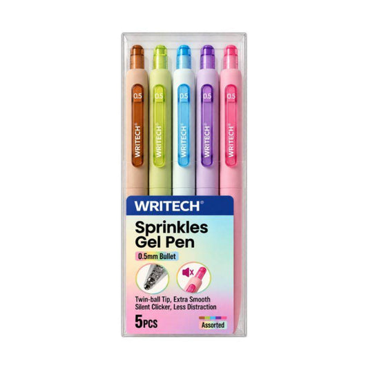 Estojo Caneta Gel - Writech - Retrátil Sprinkles 0.5mm - 5 Cores W-0161G