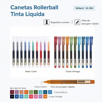 Caneta Rollerball Liquid Ink Writech 0.5mm W-904