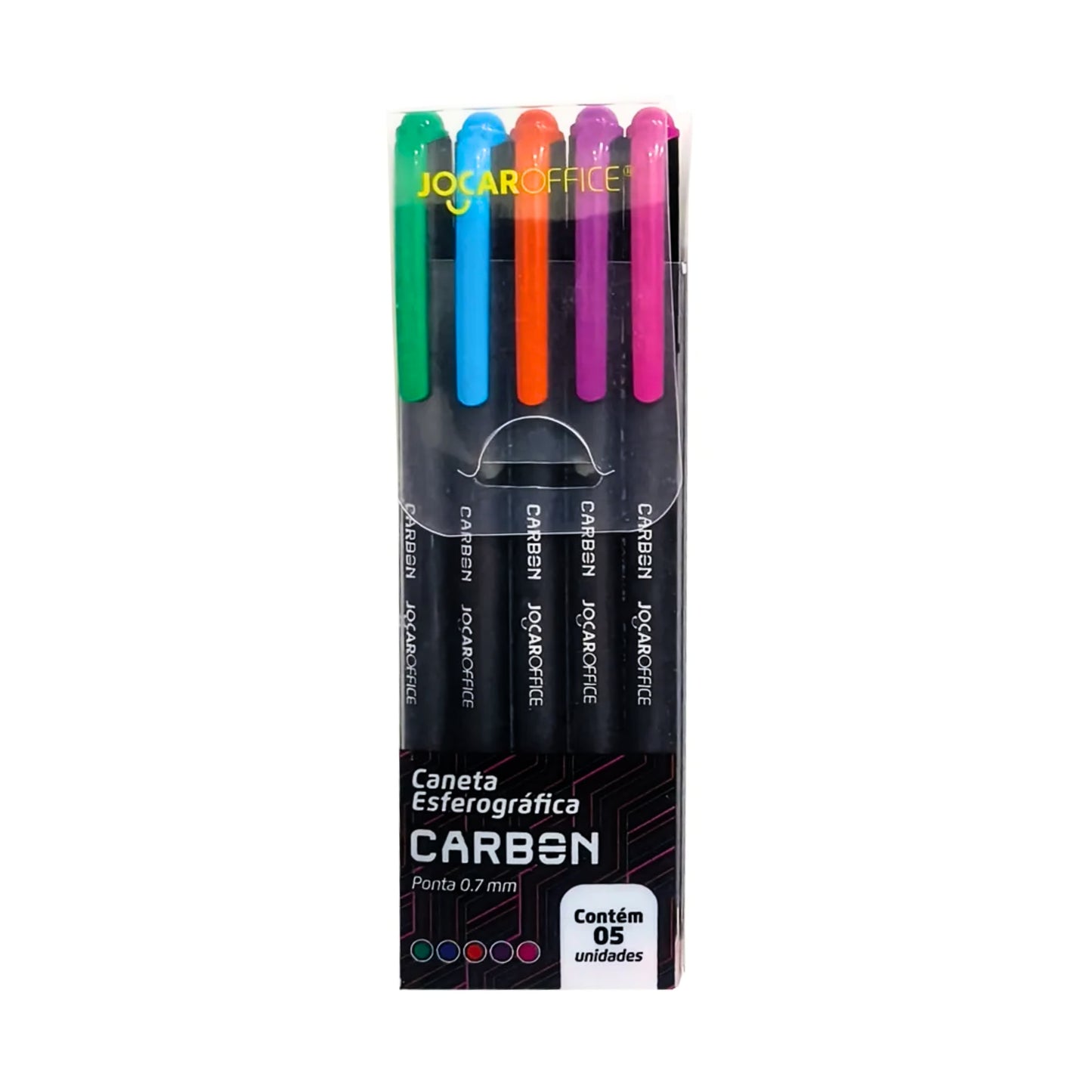 Caneta Esferográfica - JocarOffice - Carbon - Estojo c/ 5 Cores - 0,7mm