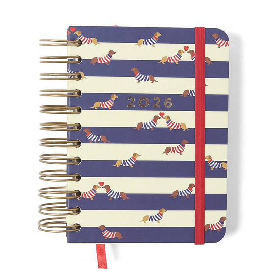 Agenda Planner Wire-o 2026 - Cicero - Praia - Diária -  11,5x16 -  Cachorros