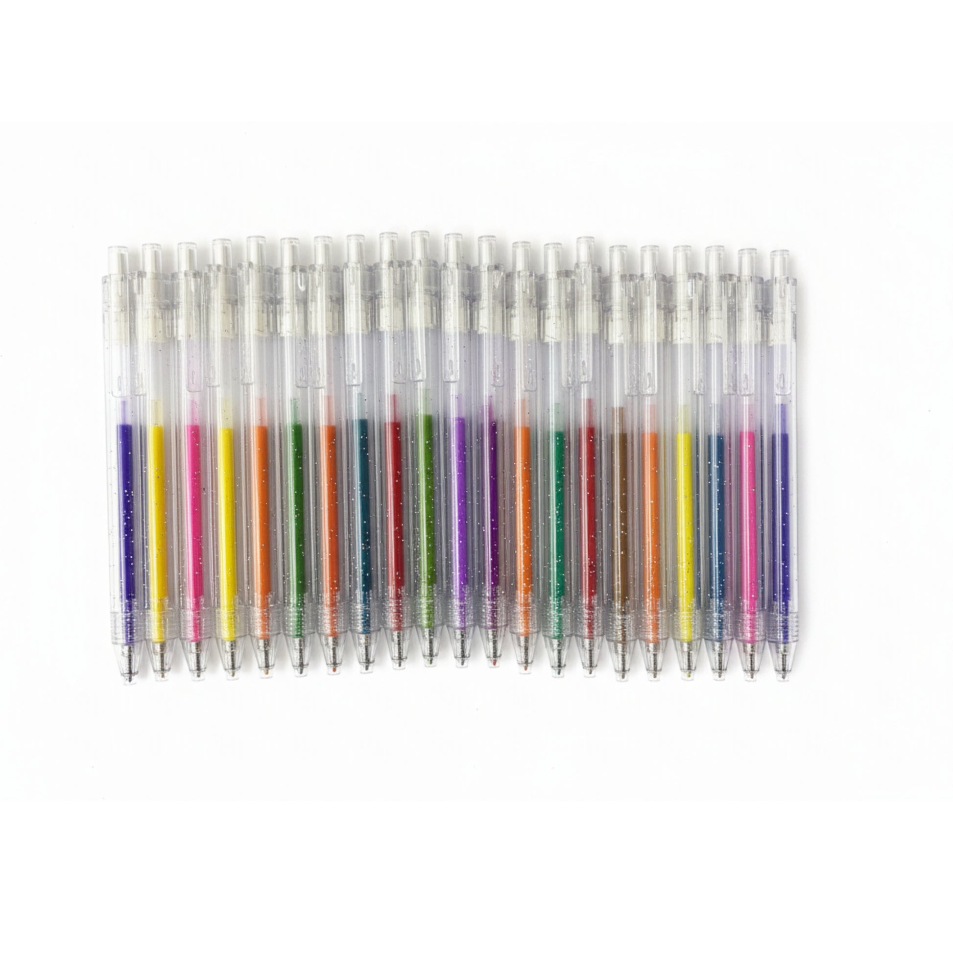 Caneta Gel - Flash - Cores Vivas c/ Glitter - Retrátil - Estojo c/ 24 Cores - frente