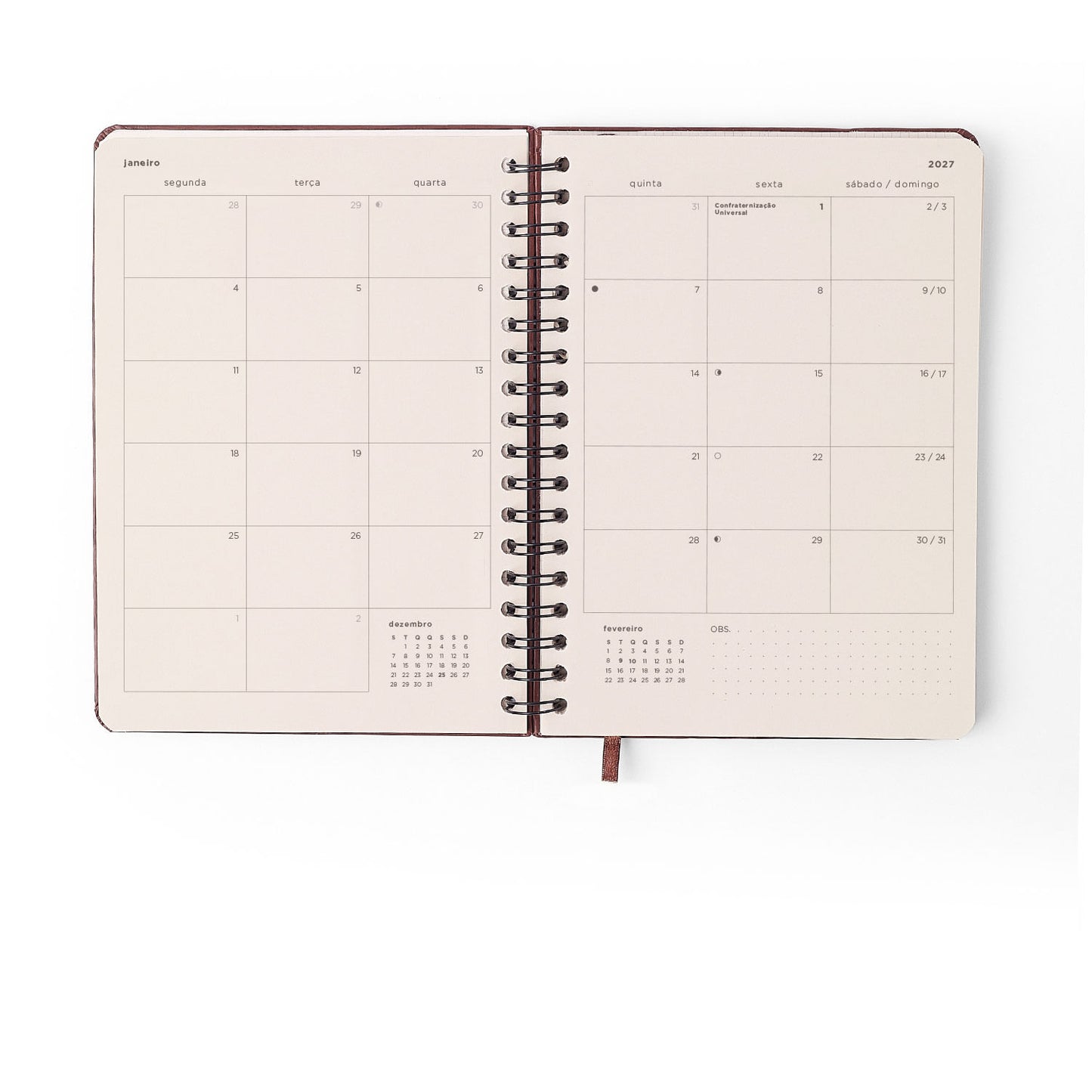 Agenda Planner Wire-o 2027 - Cícero - Veredas Marrom - Semanal Planejamento 17x24