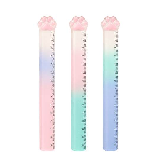 Régua - Patinha de Gato - Degradê - 15cm c/ Glitter