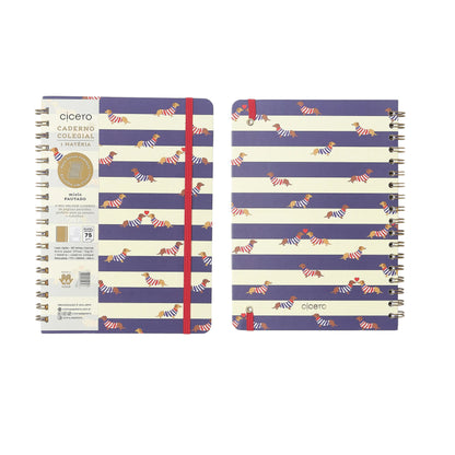 Caderno Colegial - Praia - Pautado 17x24 - Cachorros - 1 Matéria 80 fls