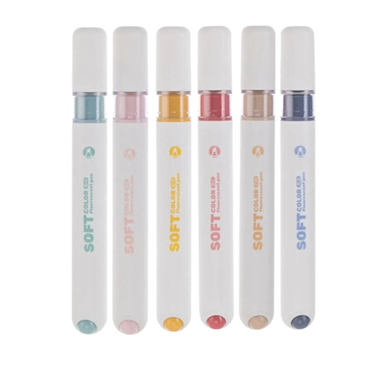 Marca Texto - Capsula - Soft Color - Kit com 6 Cores - Frios