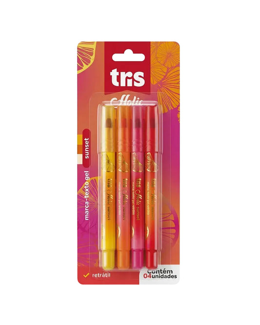 Marca Texto Gel - Tris - Sunset - Kit c/ 4 Cores