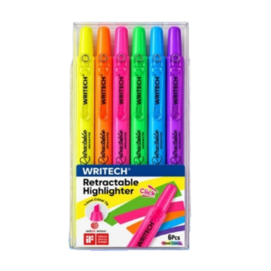 Estojo Marca-Texto Retrátil - Writech - Neon Colors 6 Cores W-805S