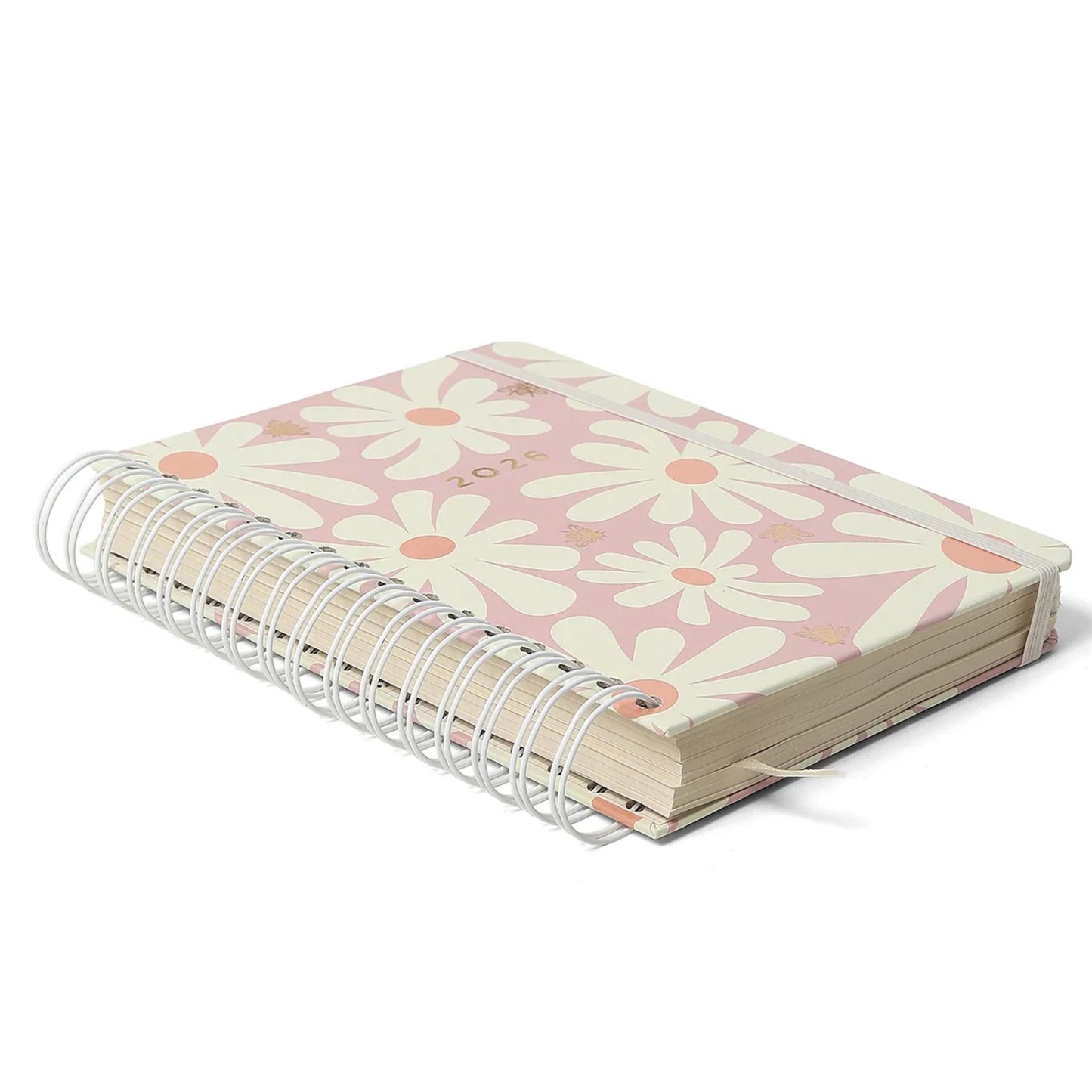 Agenda Planner Wire-o 2026- Cícero - Melissa - Diária A5 - Pink Bloomy