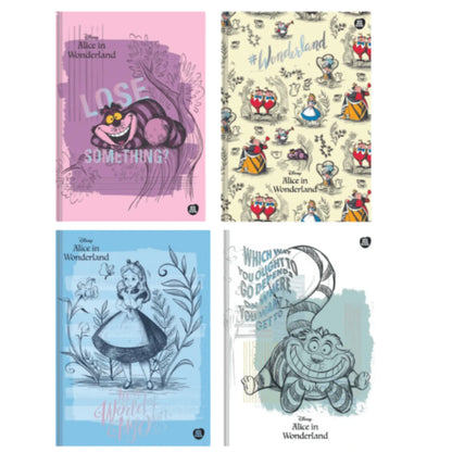 Caderno Colegial Brochura - Animativa - Alice in Wonderland - 160 Folhas - Folhas Decoradas