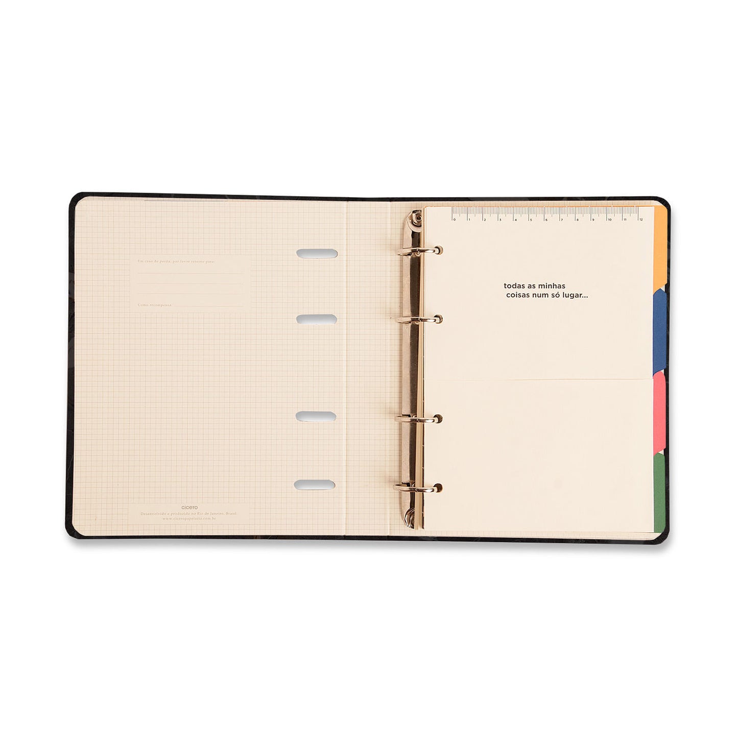 Caderno Criativo Argolado Office Duo - Cícero - Veredas Marrom - Pautado & Pontado A5