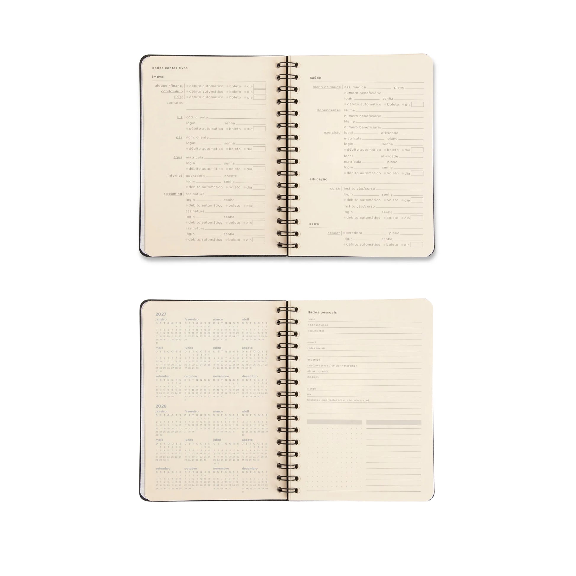 Planner Permanente Wire-O - Cicero - Quintal Literário - Financeiro A5 - Dia - detalhe