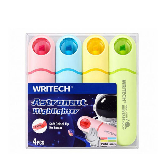 Estojo Marca-Texto - Writech -  Astronaut - Pastel Colors 4 Cores W-8154