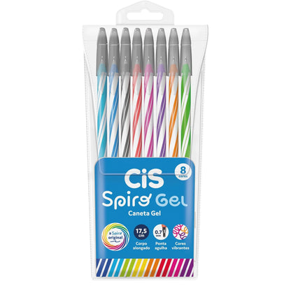 Caneta Esferográfica - CIS - Spiro Gel 8 Cores 0,7mm