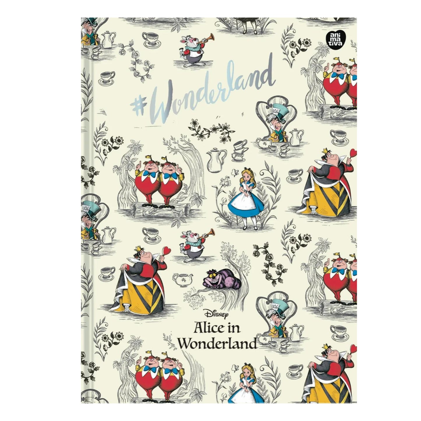 Caderno Colegial Brochura - Animativa - Alice in Wonderland - 160 Folhas - Folhas Decoradas