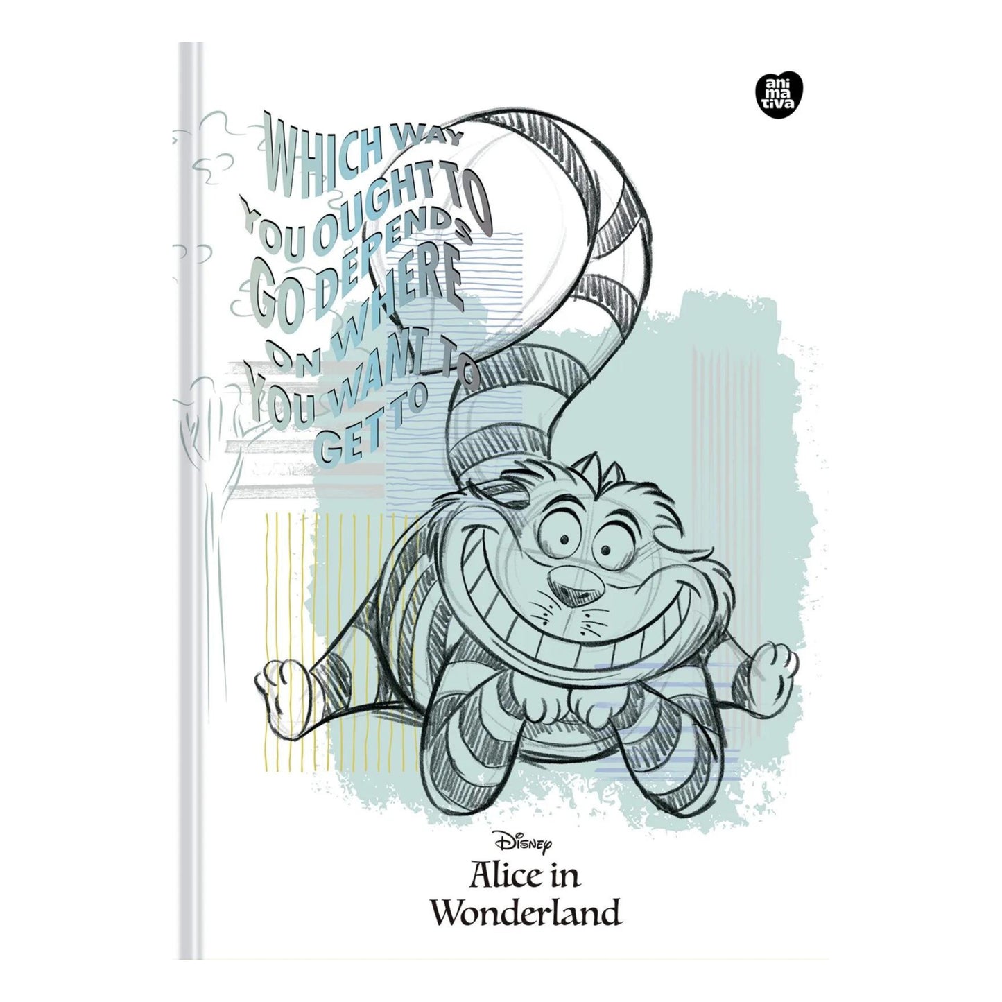 Caderno Colegial Brochura - Animativa - Alice in Wonderland - 160 Folhas - Folhas Decoradas