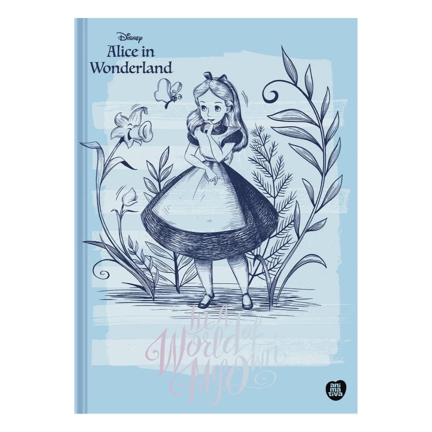 Caderno Colegial Brochura - Animativa - Alice in Wonderland - 160 Folhas - Folhas Decoradas