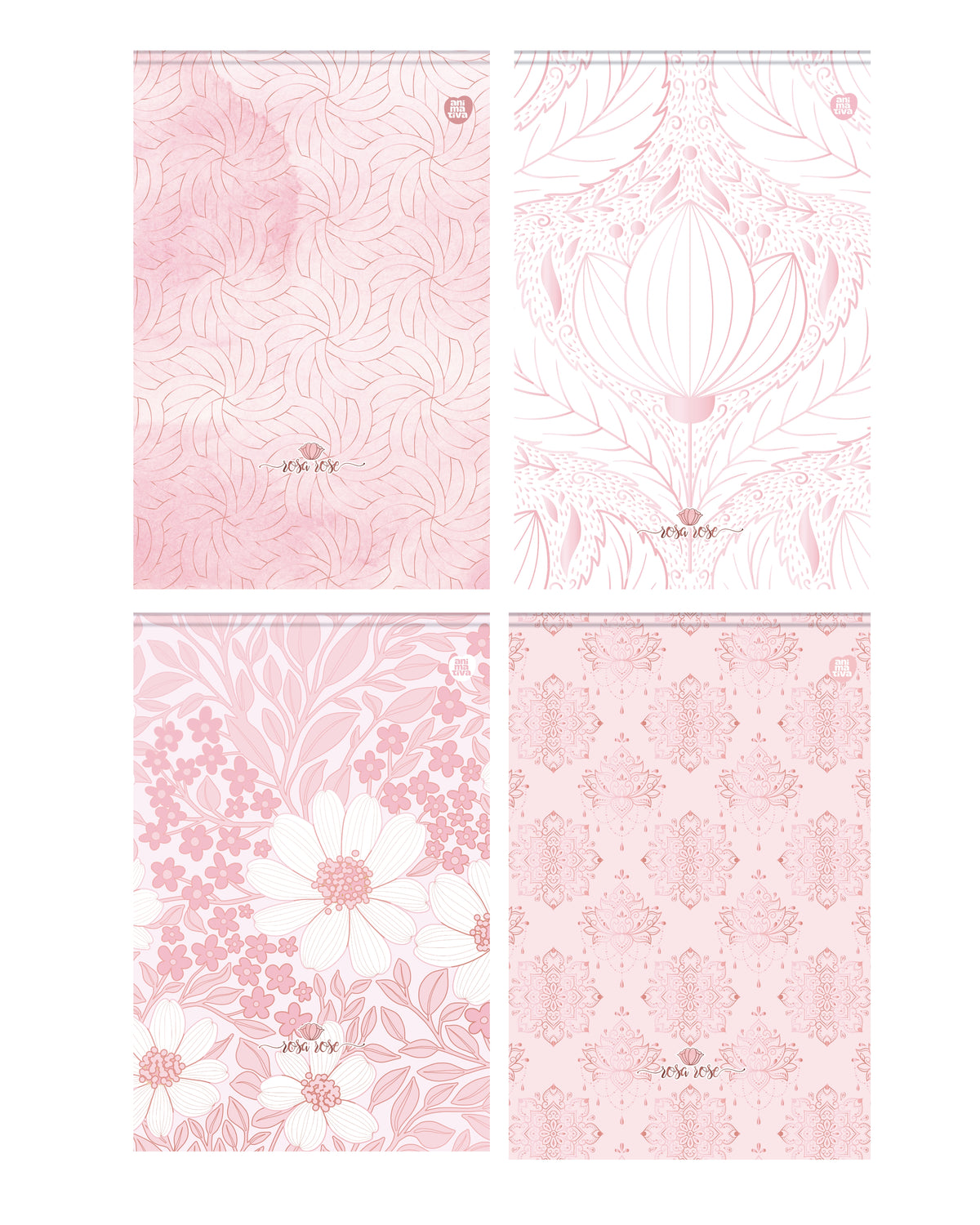 Bloco Vertical - Animativa - Rosa Rosé - Nova Coleção - 170mmx250mm - 80Fls - frente